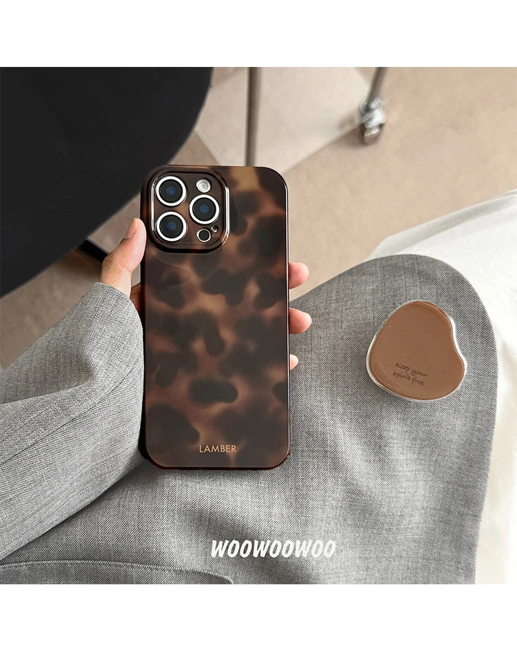 Stylish Personality Black Brown Amber Iceberg Pattern Magnetic With Holder Phone Cover Case for iPhone 16 15 14 13 12 Pro Max - Caseverse