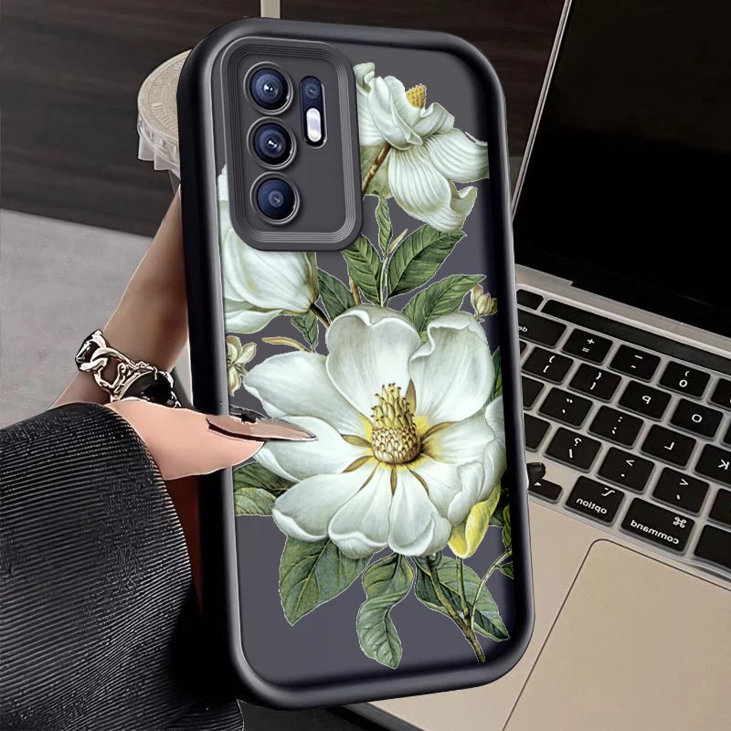 Flower Painted Phone Case For Oppo Reno 6 Pro Plus 5G Reno6 Silicone Anti Drop Soft Cover Funda - Caseverse