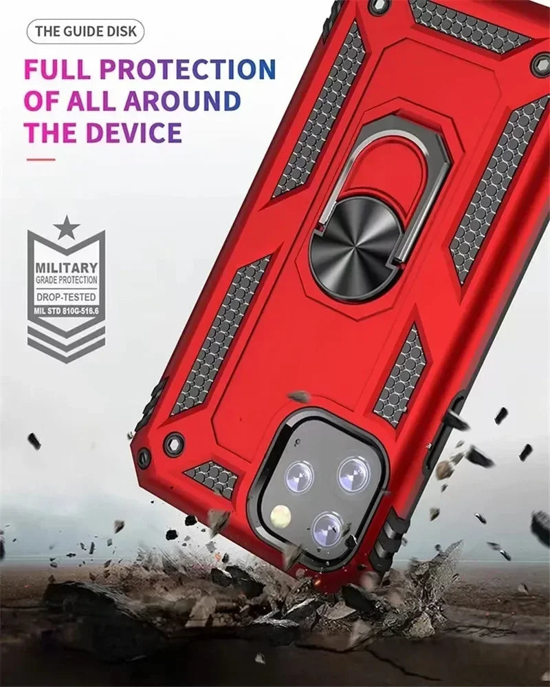 Armor Shockproof Case for iPhone 16 15 14 Plus 13 12 11 Pro Max Magentic Ring Finger Holder Military Grade Case for iPhone Cover - Caseverse