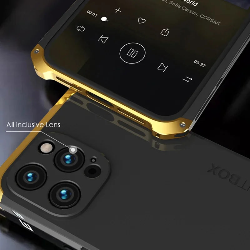 Metal Frame PC Phone Case for IPhone 13 12 14 15 Pro Max Aluminum Anti-collision Strip Silica Gel Back Cover for IPHON 15 Promax Caseverse