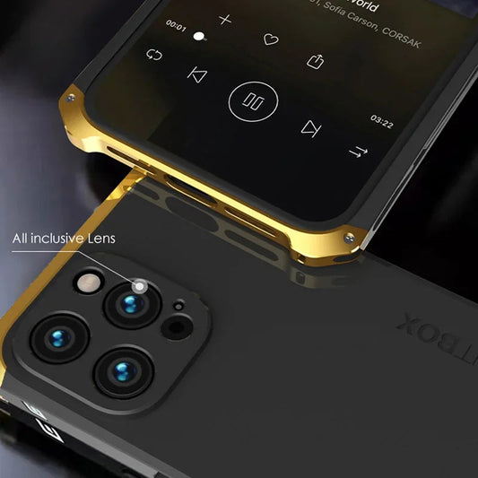 Metal Frame PC Phone Case for IPhone 13 12 14 15 Pro Max Aluminum Anti-collision Strip Silica Gel Back Cover for IPHON 15 Promax Caseverse