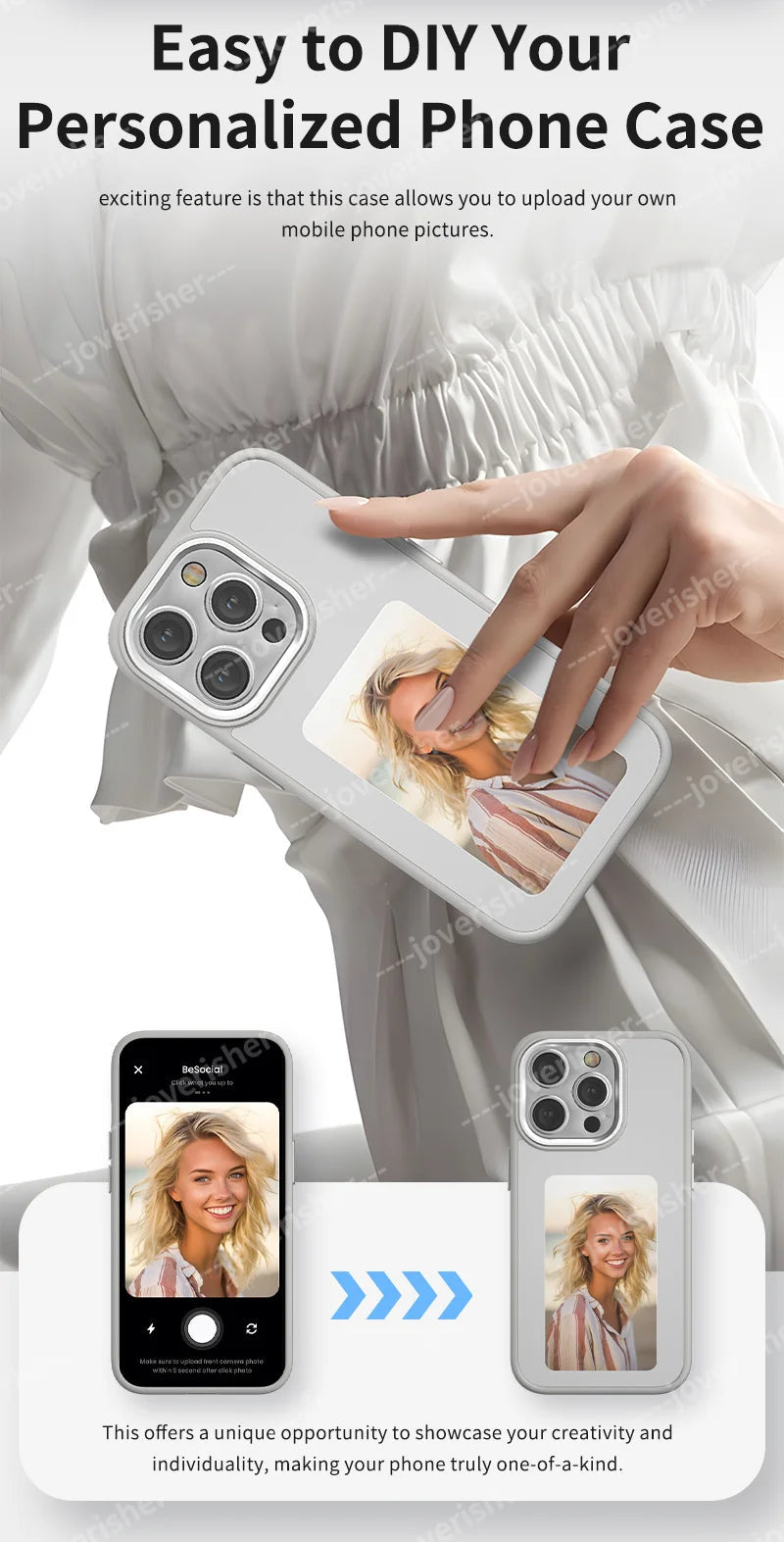 NFC DIY Picture Ink Phone Case for iPhone 16 15 14 13 Pro Max DIY Case Screen Phone Cover Cartoon Protection Funda Battery Free Caseverse