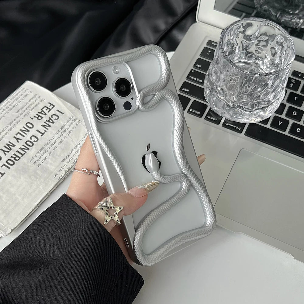 Cool 3D Snake Hollow Dissipate Heat Phone Case For iPhone 15 14 13 12 11 16 Pro Max Luxury Shockproof Soft Silicone Cover - Caseverse
