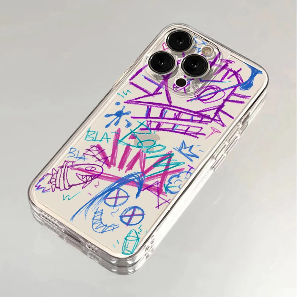 Graffiti Jinxs Phone Case for Samsung Galaxy S24 S23 S22 S21 S20 S10 FE Ultra Plus 5G Note 20 10 Pro Clear Soft Cover - Caseverse