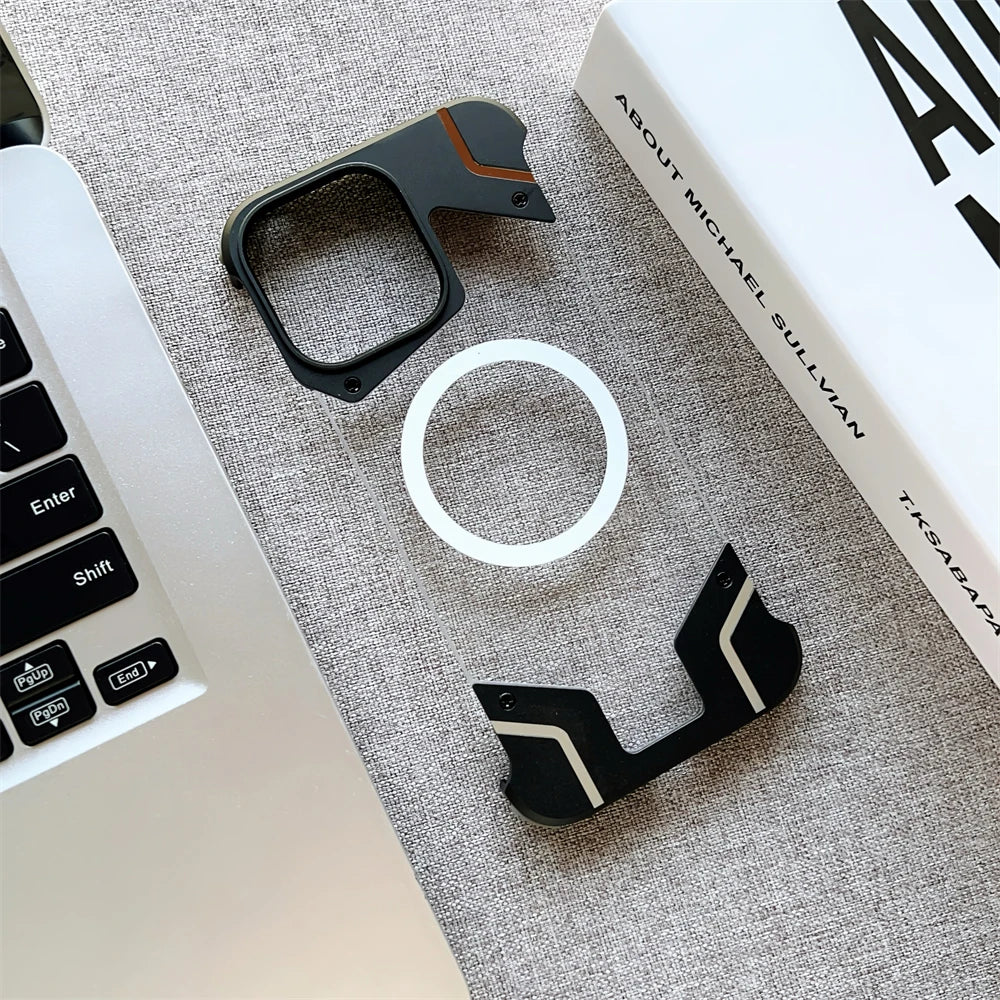 Magnetic Titanium Metal Transparent No Frame Phone Case For iPhone 16 Pro Max 16  Plus For Magsafe Aluminum Bumper Armor Cover Caseverse