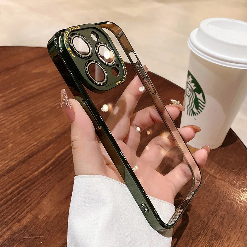 For iPhone 15 Pro Max Luxury Case Metal Camera Protection Transparent Armor Phone Cases for iPhone 12 13 14 Pro Max 14 Pro Plus Caseverse