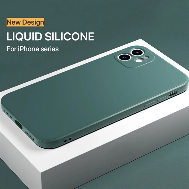 Luxury Liquid Silicone Shockproof Case for iPhone 14 15 Plus X XS XR Max Mini Back Soft Cover - Caseverse