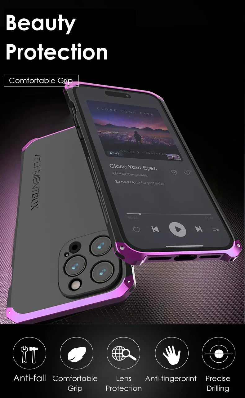 Metal Frame PC Phone Case for IPhone 13 12 14 15 Pro Max Aluminum Anti-collision Strip Silica Gel Back Cover for IPHON 15 Promax Caseverse