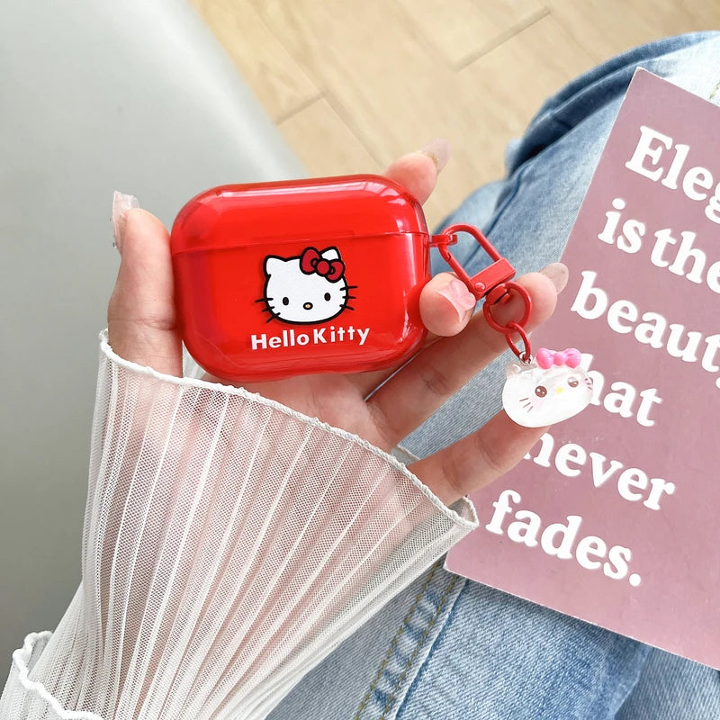Cute Cartoon Sanrio Hello Kitty  Earphone Case For AirPods 4 1 2 3 Pro 2021 Wireless Bluetooth Headset Soft TPU Protective Cover Caseverse