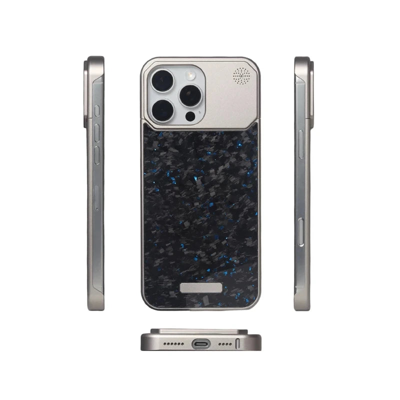 Luxury Forged Carbon Fiber Magsafe Phone Case For iPhone 16 16pro 15 Pro Max Wireless Charging Metal Frameless Shockproof Cover - Caseverse