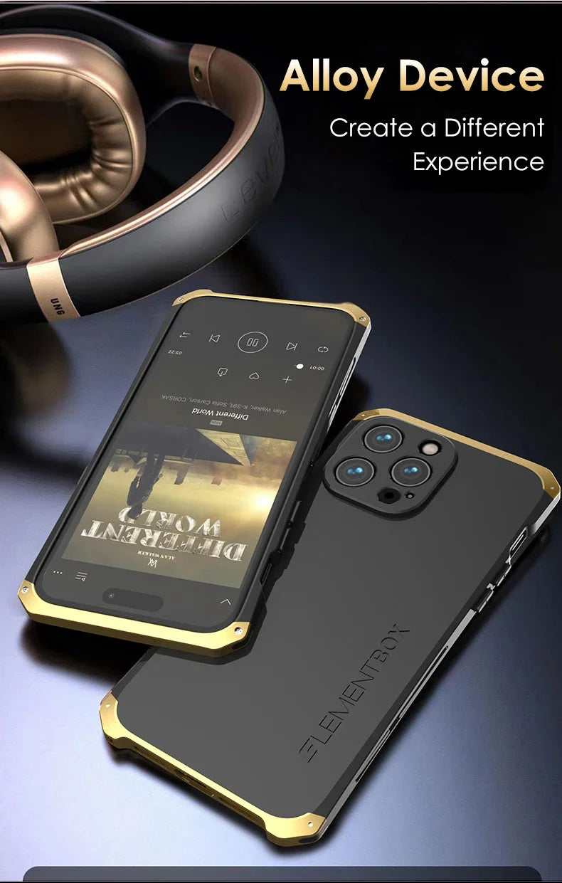 Metal Frame PC Phone Case for IPhone 13 12 14 15 Pro Max Aluminum Anti-collision Strip Silica Gel Back Cover for IPHON 15 Promax Caseverse