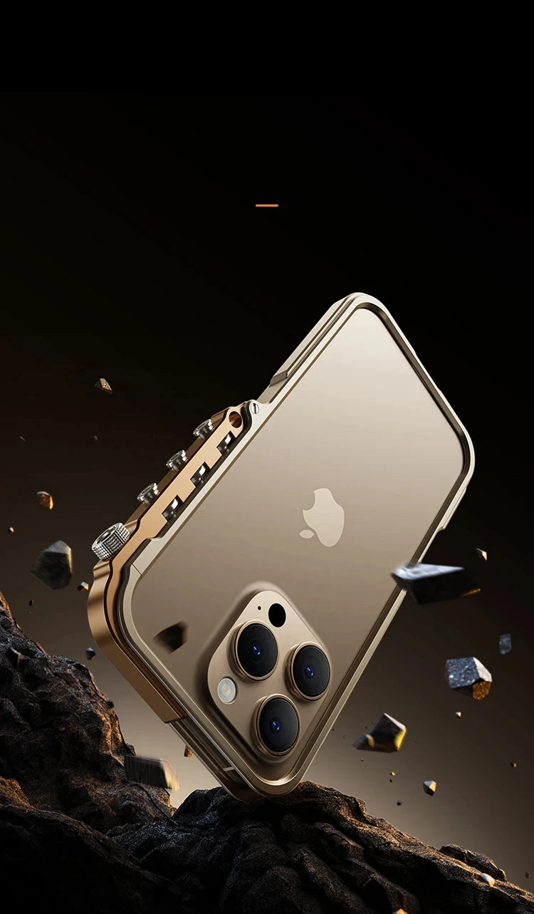 Luxury Aluminum Alloy Armor Frame Phone Case For iPhone 13 14 15 16 Pro Metal Removable Shockproof Cover