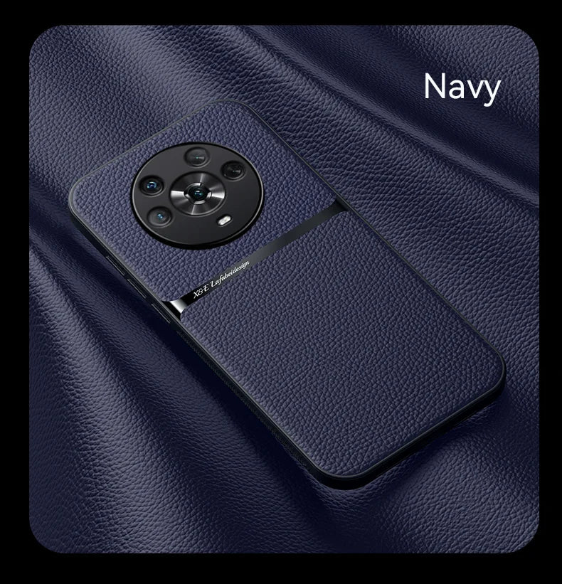 For Honor Magic4 Pro Build-in Magnet Metal Plate Car Holder Phone Case Honor Magic 4 Pro 4Pro Magic4 Silicone Leather Back Cover