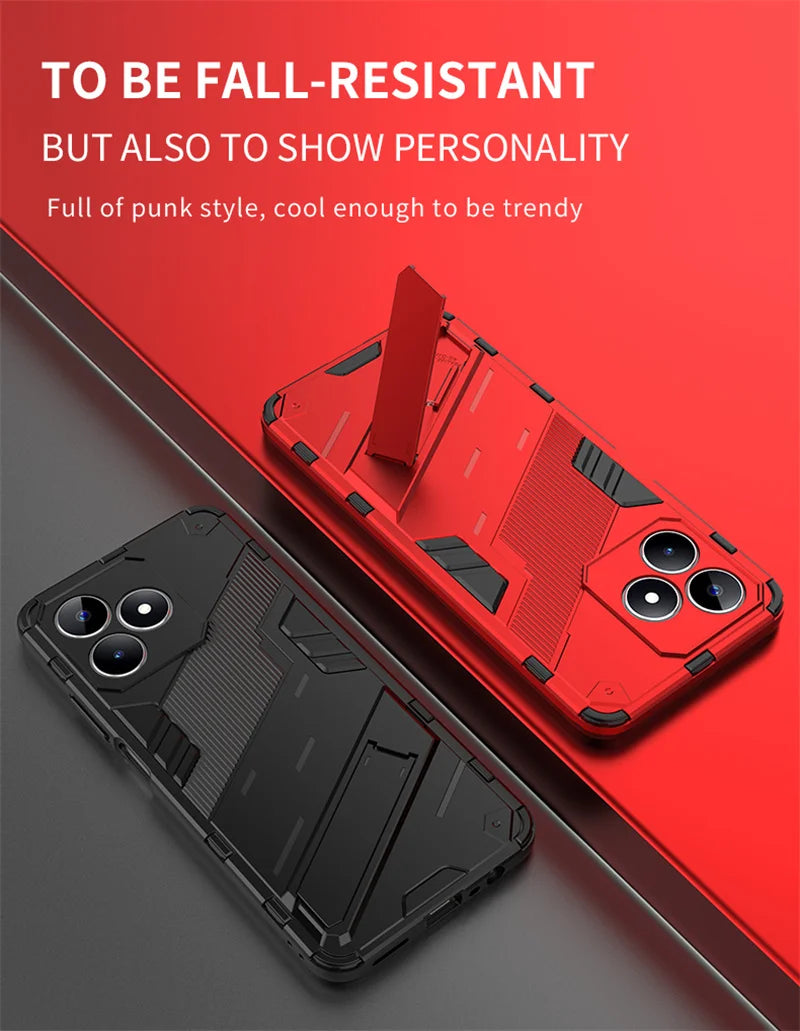 For Realmi C53 4G Case Shockproof Rugged Armor Phone Case For Realme C53 C 53 4G RMX3760 6.74" Magnetic Holder Stand Back Cover - Caseverse