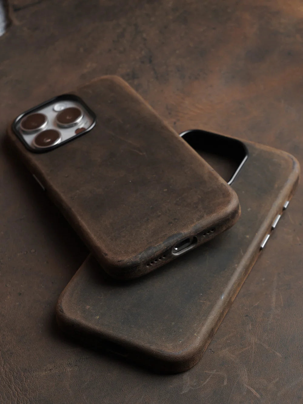 YMW Italian Crazy Horse Genuine Leather Case for iPhone 16 Pro Max 15 14 Personality Cowhide Magnetic Phone Cover - Caseverse