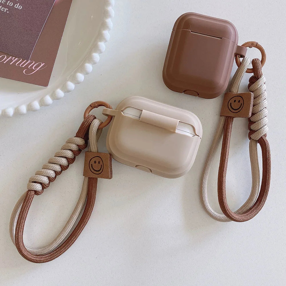 caramel color soft silicone earphone case with bracelet fall prevention couple for airpods 2 3 pro 2 bluetooth charging box case Caseverse
