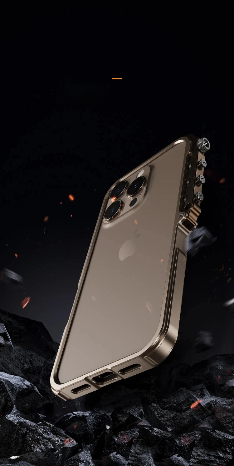 Luxury Aluminum Alloy Armor Frame Phone Case For iPhone 13 14 15 16 Pro Metal Removable Shockproof Cover
