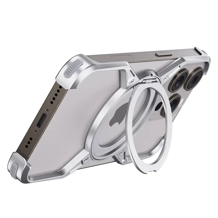 Metal Frameless Magsafe Magnetic Holder Phone Case For iPhone 16 15 14 13 Pro Max 16promax Aluminum Alloy Frame Shockproof Cover Caseverse