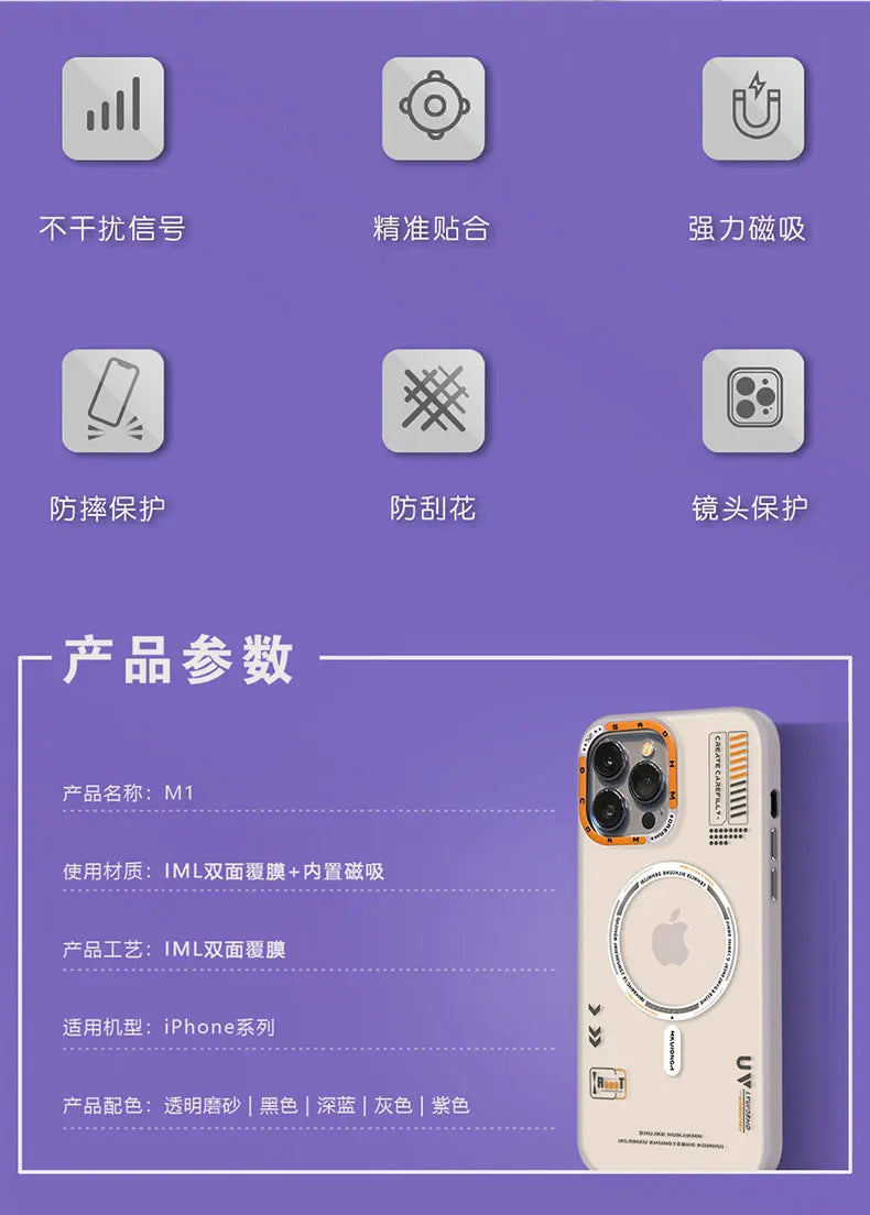 Matte Magnetic Phone Case For iPhone 16 15 14 13 12 Pro Max Megsafe Wireless Charge Frosted Back Metal Lens Frame Buttons Cover