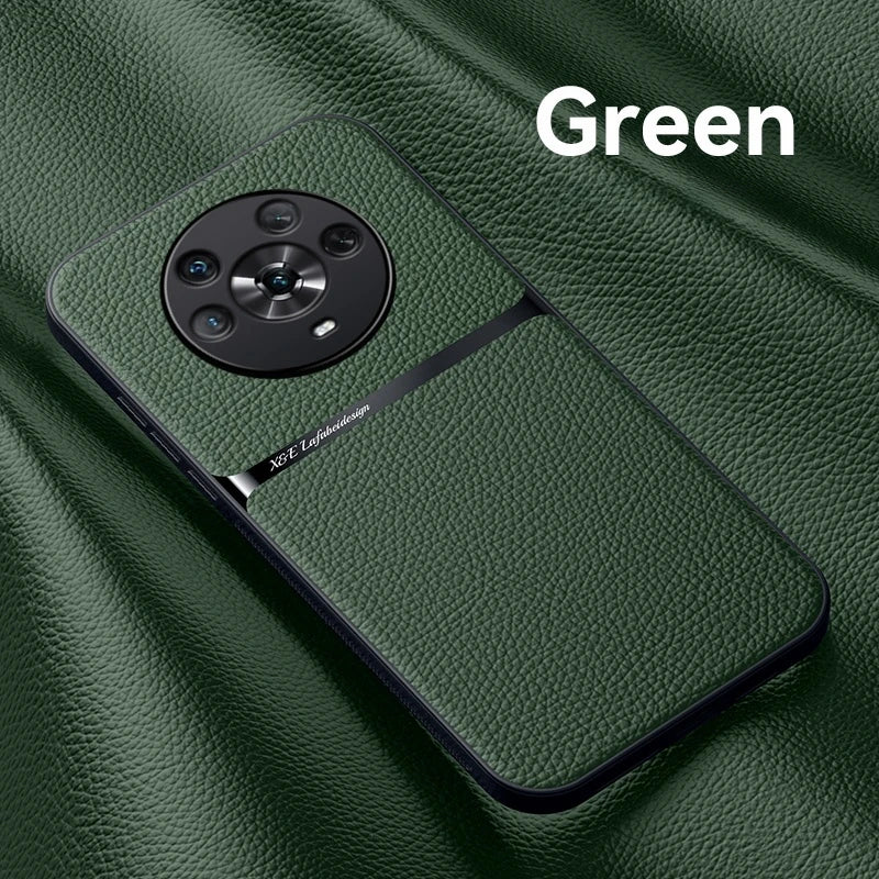 For Honor Magic4 Pro Build-in Magnet Metal Plate Car Holder Phone Case Honor Magic 4 Pro 4Pro Magic4 Silicone Leather Back Cover