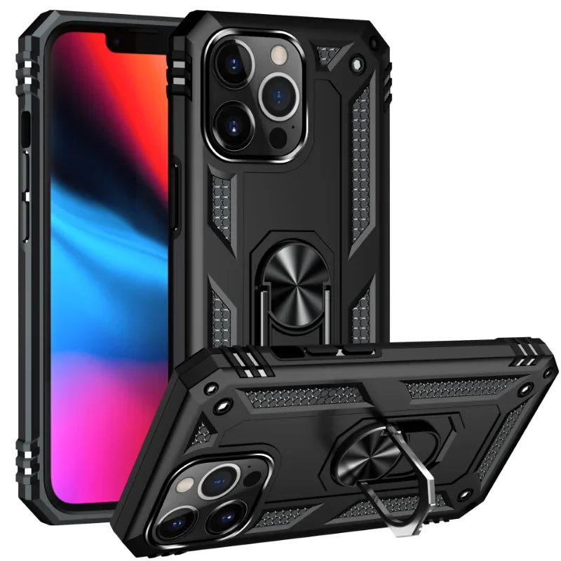 Armor Shockproof Case for iPhone 16 15 14 Plus 13 12 11 Pro Max Magentic Ring Finger Holder Military Grade Case for iPhone Cover - Caseverse
