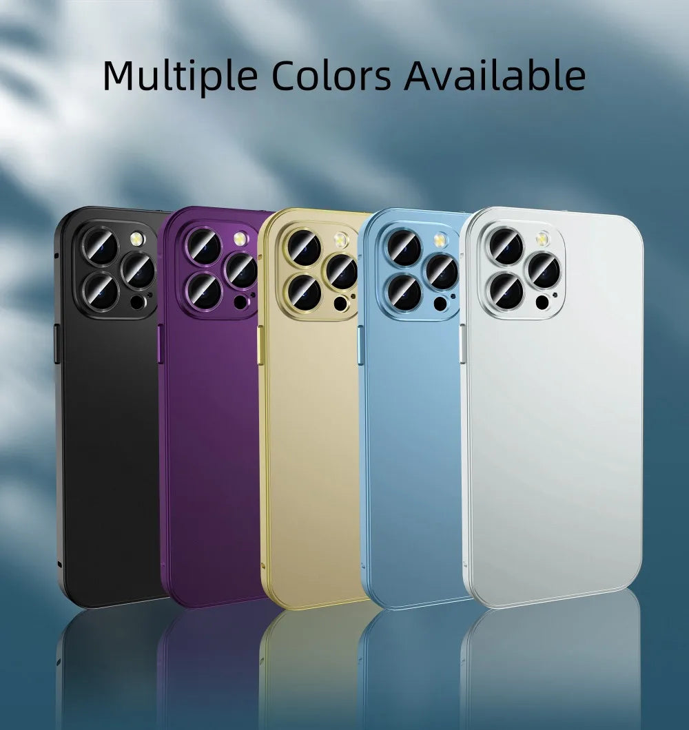 Luxury Aluminum Metal Frame Phone Case For iPhone 16 15 14 13 12 Pro Max Plus Camera Lens Glass Protect Shockproof PC Back Cover Caseverse