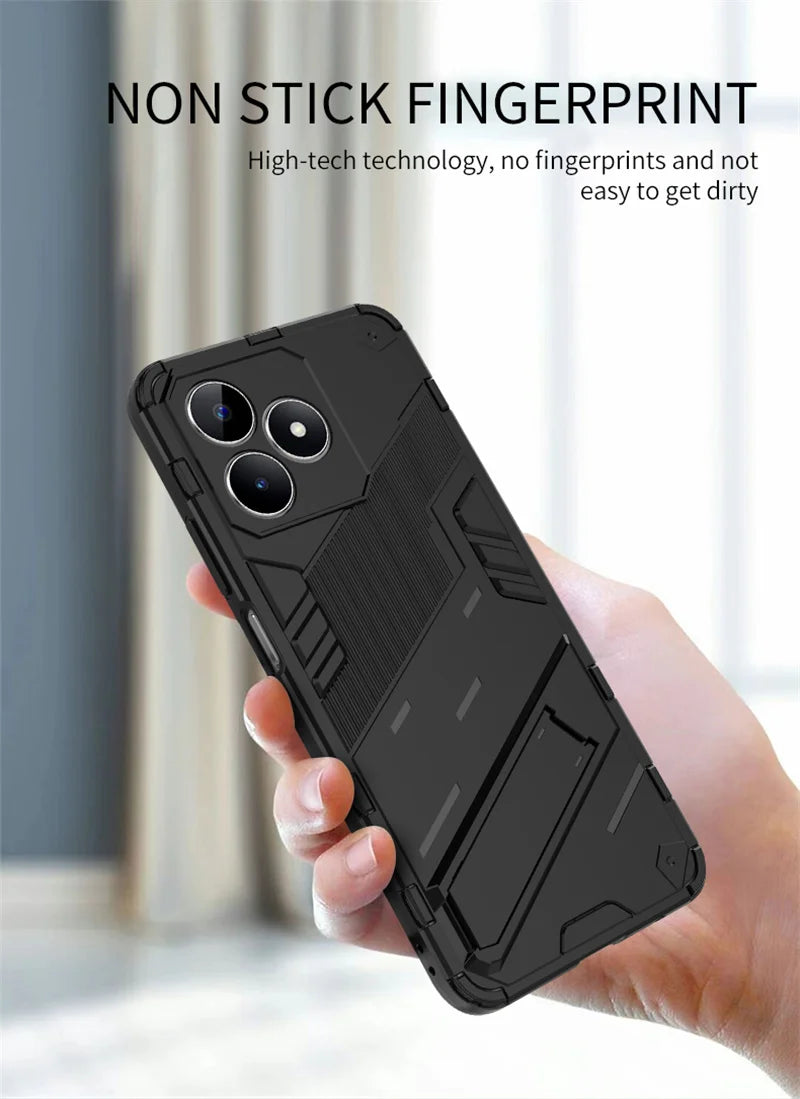 For Realmi C53 4G Case Shockproof Rugged Armor Phone Case For Realme C53 C 53 4G RMX3760 6.74" Magnetic Holder Stand Back Cover - Caseverse