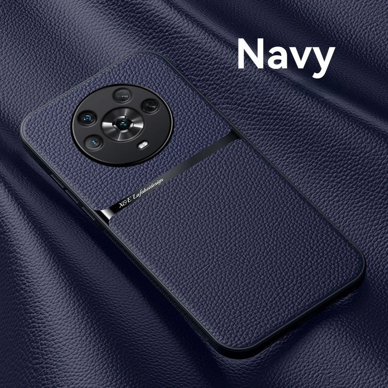 For Honor Magic4 Pro Build-in Magnet Metal Plate Car Holder Phone Case Honor Magic 4 Pro 4Pro Magic4 Silicone Leather Back Cover