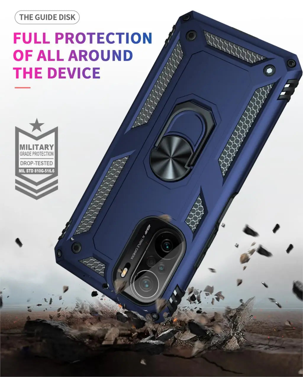Cover Case for POCO F3 Armor Rugged Military Shockproof Ring Holder Magnet Phone Case for Xiaomi POCO F3 F 3 5G - Caseverse