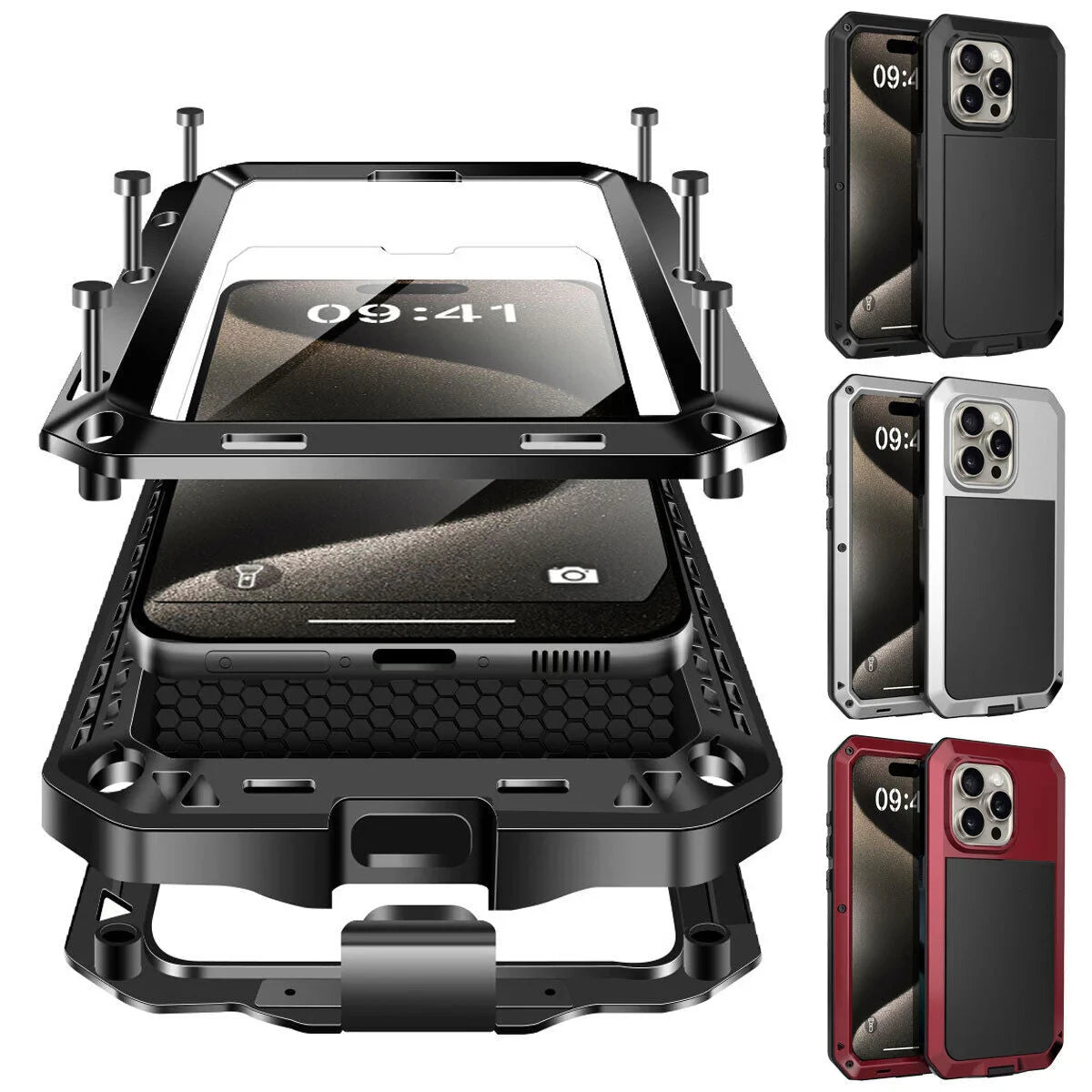 Armor Metal Aluminum Shockproof Phone Case for iPhone 15 14 Pro 12 11 Pro Max X XS XR 6 8 Plus Outdoor Military Cover - Caseverse