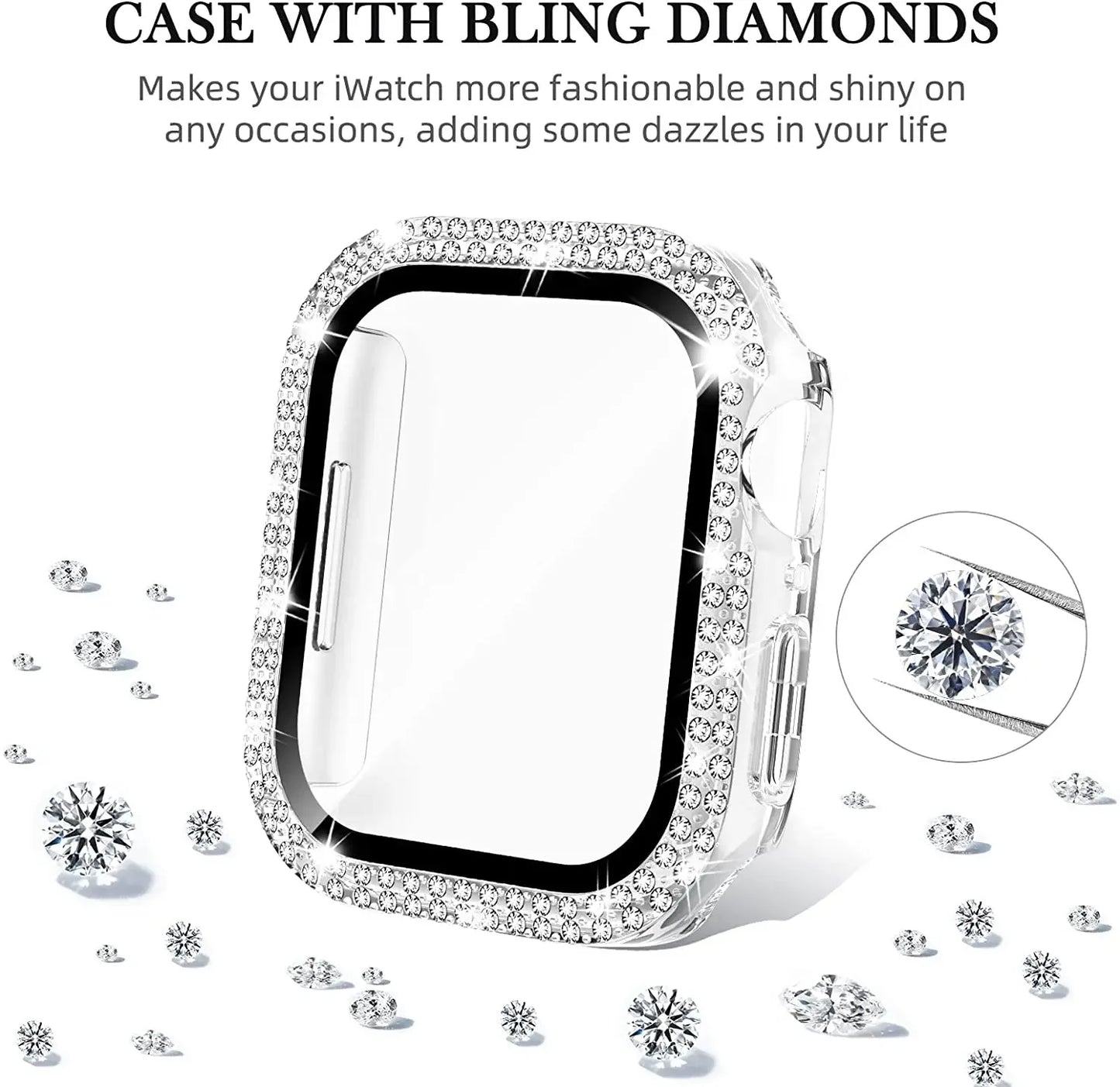 Diamond Bumper Protective Case for Apple Watch Cover Series 7 6 SE 5 4 3 38MM 42 MM For Iwatch 45mm 41mm 40mm 44 mm