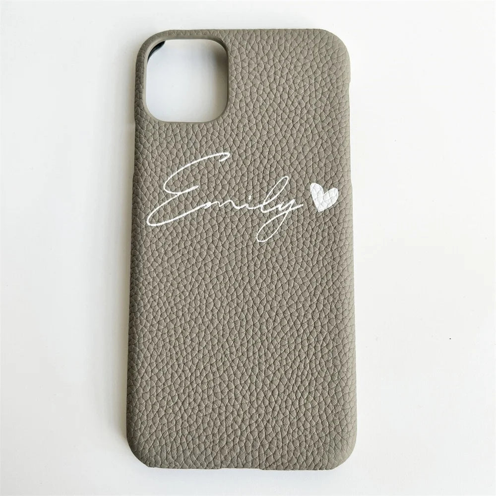 Personalized iPhone Case Monogram Initial Letter Leather Case For iPhone 15 14 13 12 11 Pro Max XS XR 7 8Plus Luxury Phone Cover Caseverse