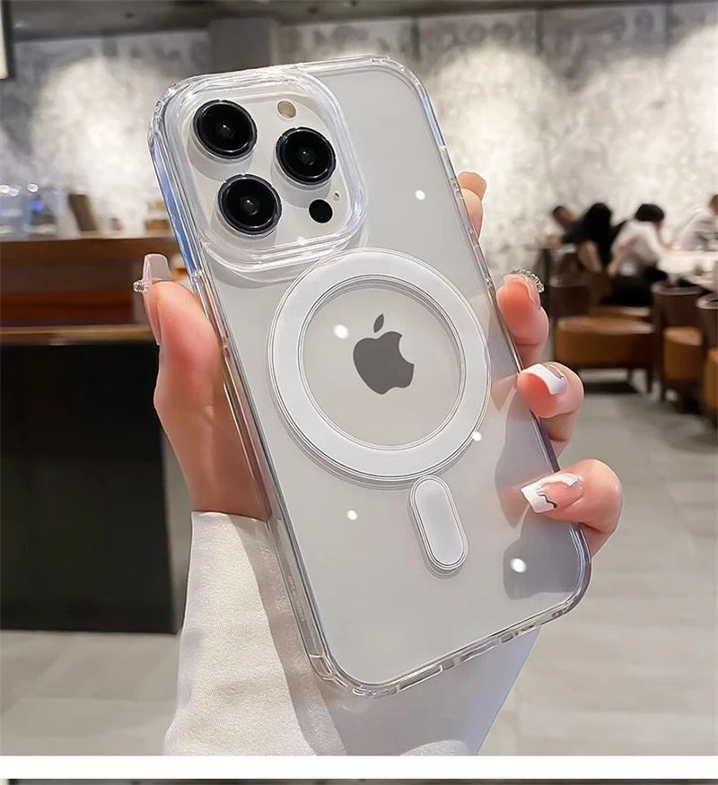 Original Clear For Magsafe Magnetic Wireless Charging Case For iPhone 15 14 13 12 Mini 11 Pro X XR XS Max 7 8 Plus Acrylic Cover - Caseverse