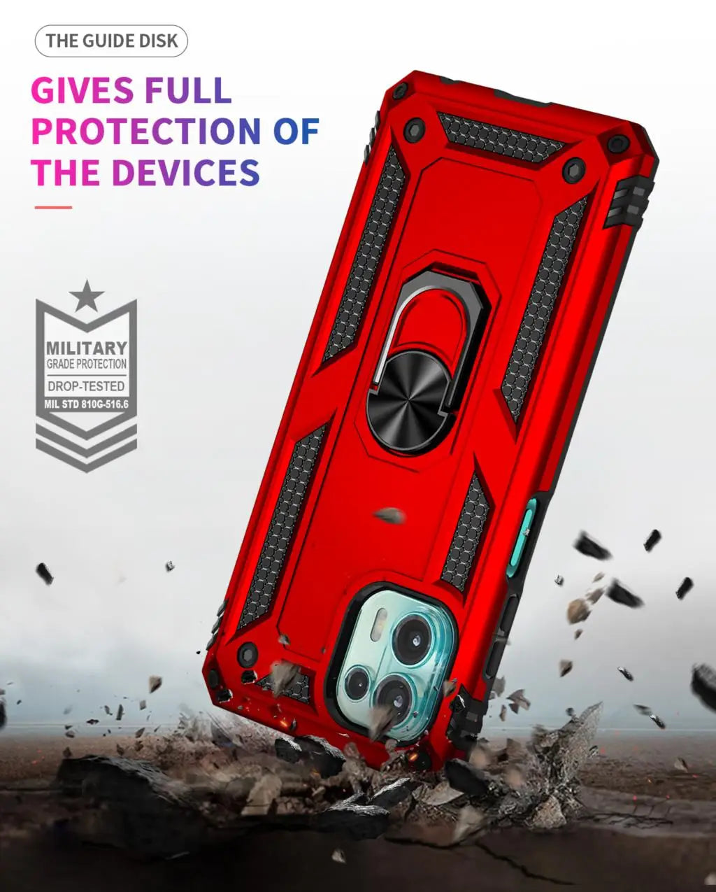 Cover Case for Moto Motorola Edge 20 Lite Shockproof Armor Rugged Military Protective Ring Holder Magnet Phone Case - Caseverse