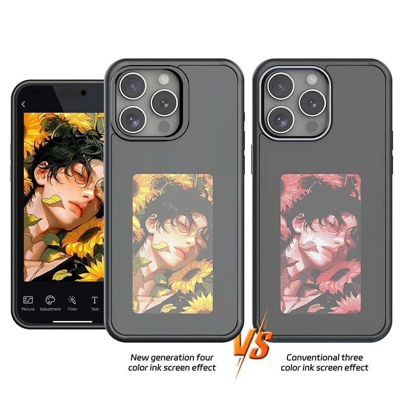 New-tech NFC Function Phone Case For Iphone 15 14 13 Pro Max DIY Cases E-Ink Screen Phone Cover Cartoon Girl Fundas Battery Free - Caseverse