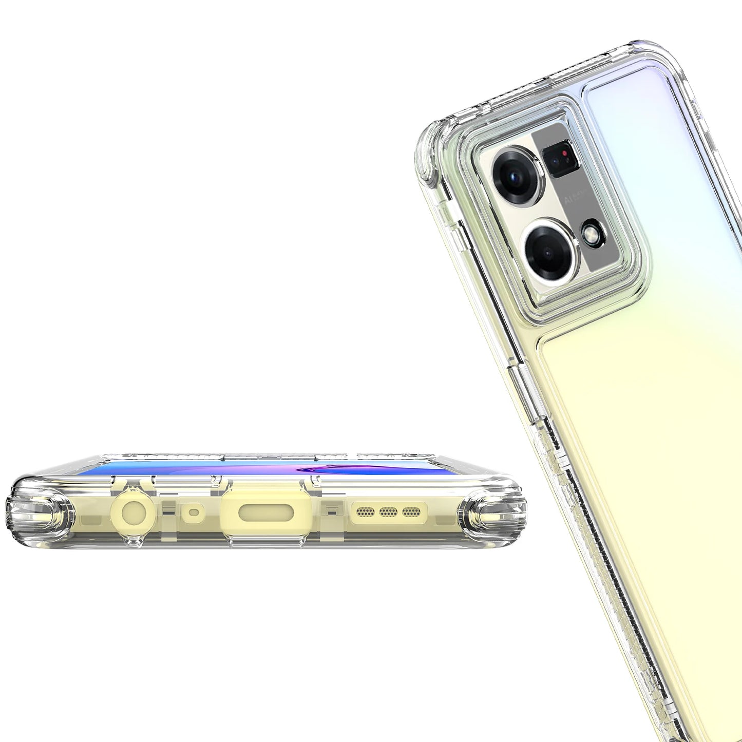 3 in 1 Rugged Armor Shockproof Phone Case For OPPO Reno 7 4G CPH2363 Hard Plastic Frame Transparent TPU Back Cover Fundas Capa - Caseverse