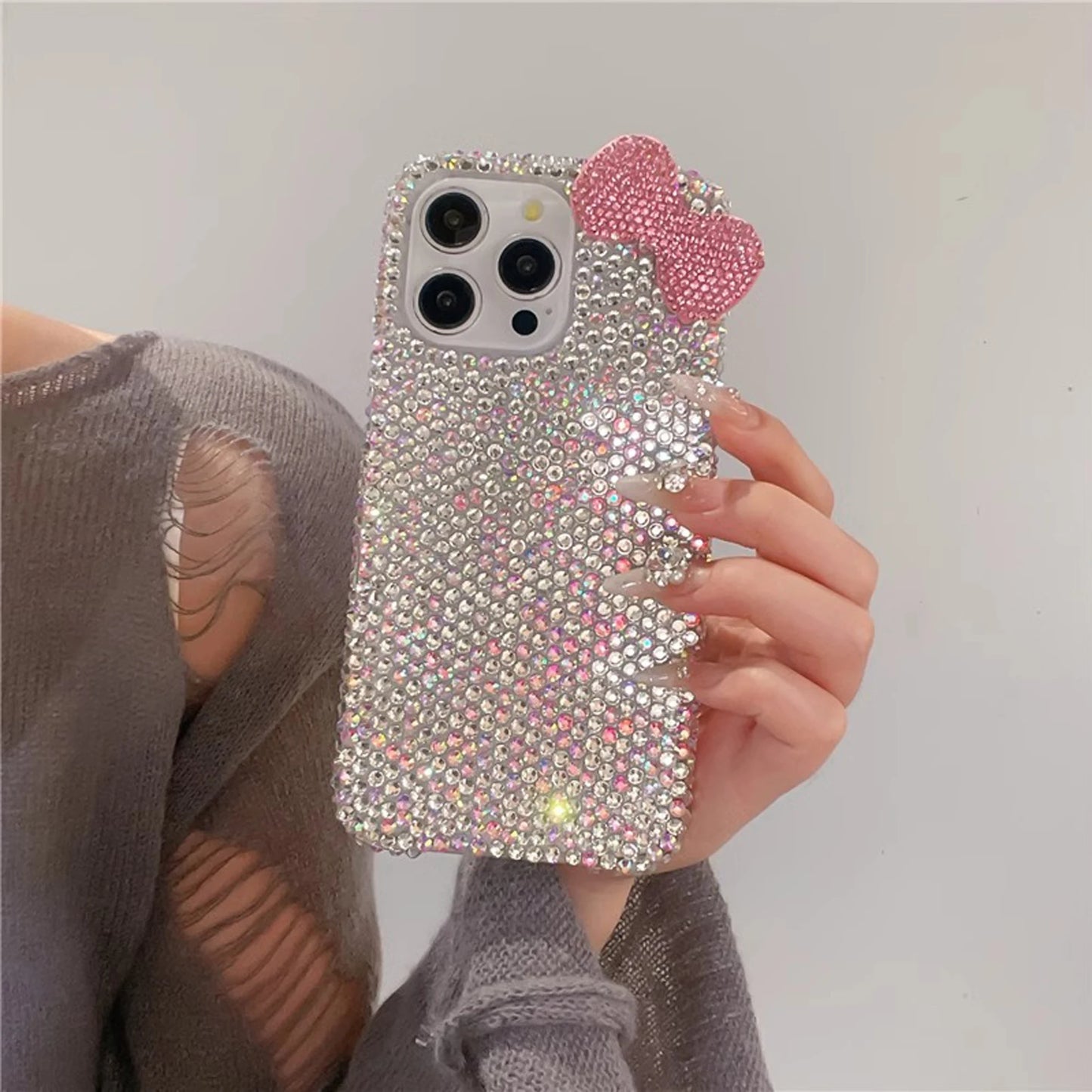 Premium Cute Full Diamond Bow Phone Case Stylish Phone Accessories for iPhone 16 15 14 13 12 11 Pro Max