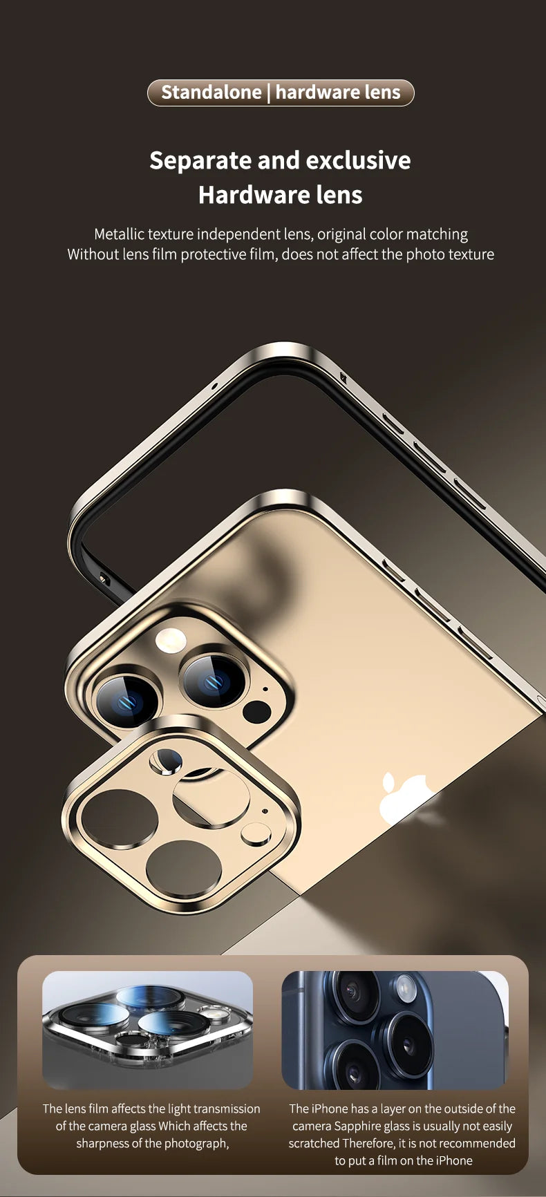 Camera Protection + Hybrid Silicone Frame Aluminum Metal Phone Case For iPhone 16 Pro Max 15 14 13 Better Heat Bumper