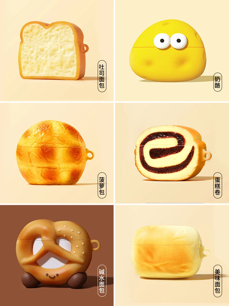 Toast Bread Donut Chocolate Cookies Case for Apple AirPods 4 1 2 3 Generation Cover for AirPods Pro 2nd Gen Air Pods Protective Caseverse