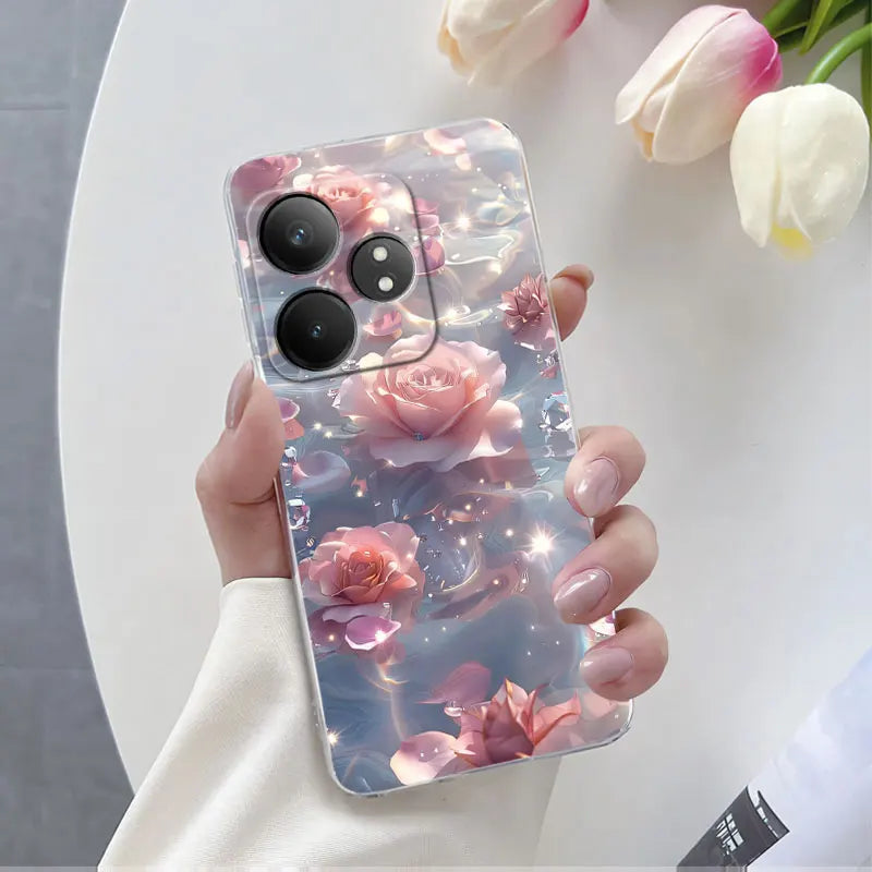 For Realme GT Neo 6 SE Neo6 6T Case Luxury Phone Case For Realme GT Neo6 SE Marble Flower Clear Soft Silicone Protective Cover - Caseverse