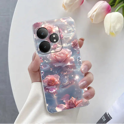For Realme GT Neo 6 SE Neo6 6T Case Luxury Phone Case For Realme GT Neo6 SE Marble Flower Clear Soft Silicone Protective Cover - Caseverse