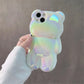 Luxury laser cute 3D bear anti-drop bumper shockproof phone case for iPhone 11 12 13 14 Pro Max shockproof Soft silicone cover - Caseverse