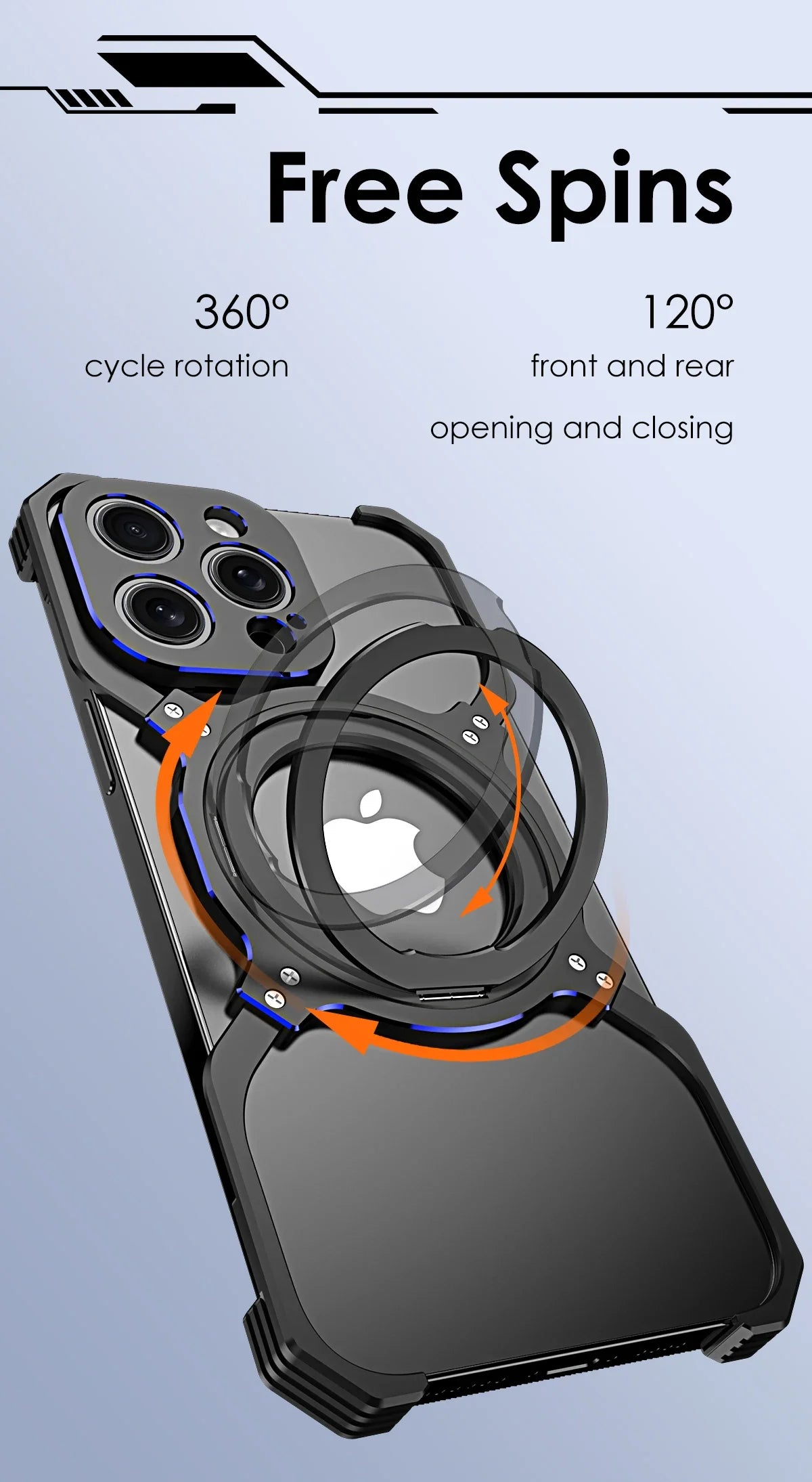 360° Stand Metal Rimless Magnetic Phone Case For iPhone 13 14 15 Pro Max Metal Bumper Lens Protection Metal Skeleton Phone Cover