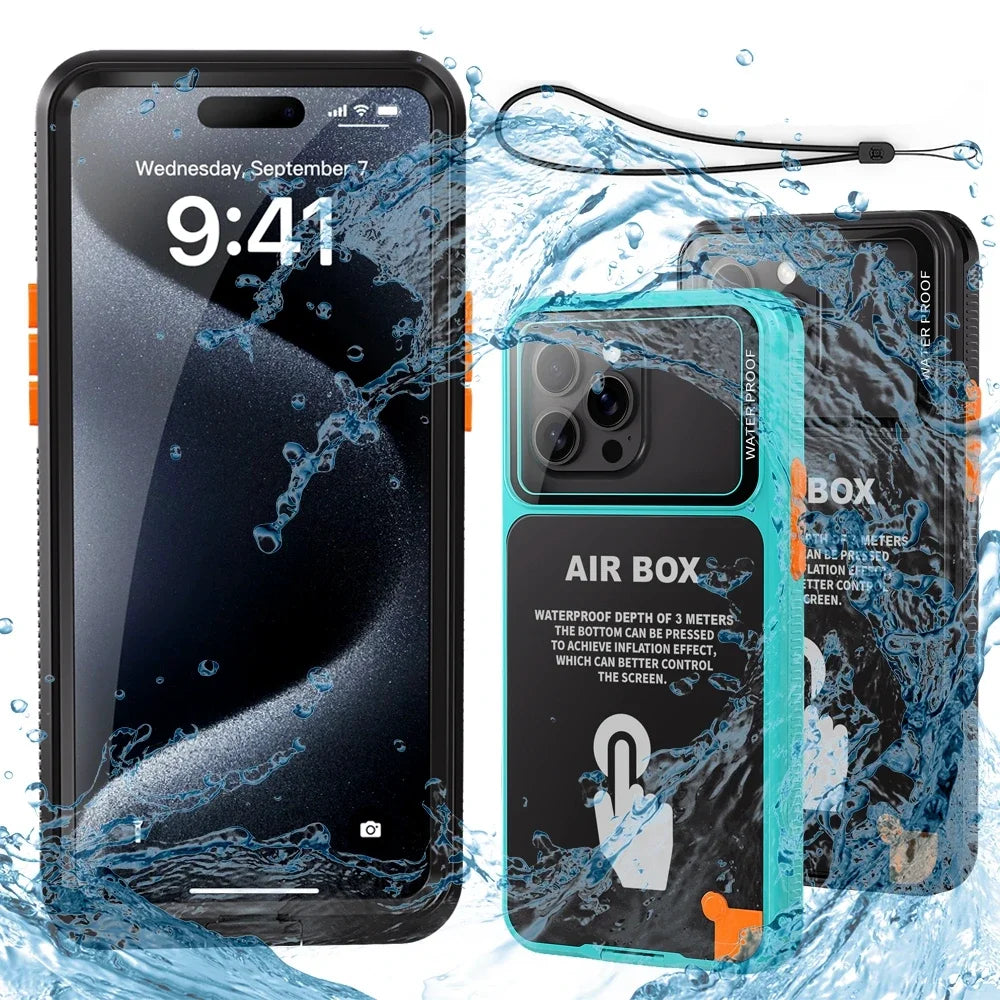 IP68 Waterproof Phone Case For iPhone 16 15 14 13 12 Pro Max Plus Underwater Taking Shockproof Dustproof Swimming Diving Cover - Caseverse