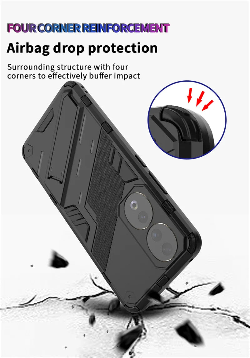 For Honor 90 Case Shockproof Rugged Hard PC Armor Phone Cases For Honor 90 Pro Honor90 Lite Car Magnetic Holder Stand Back Cover - Caseverse