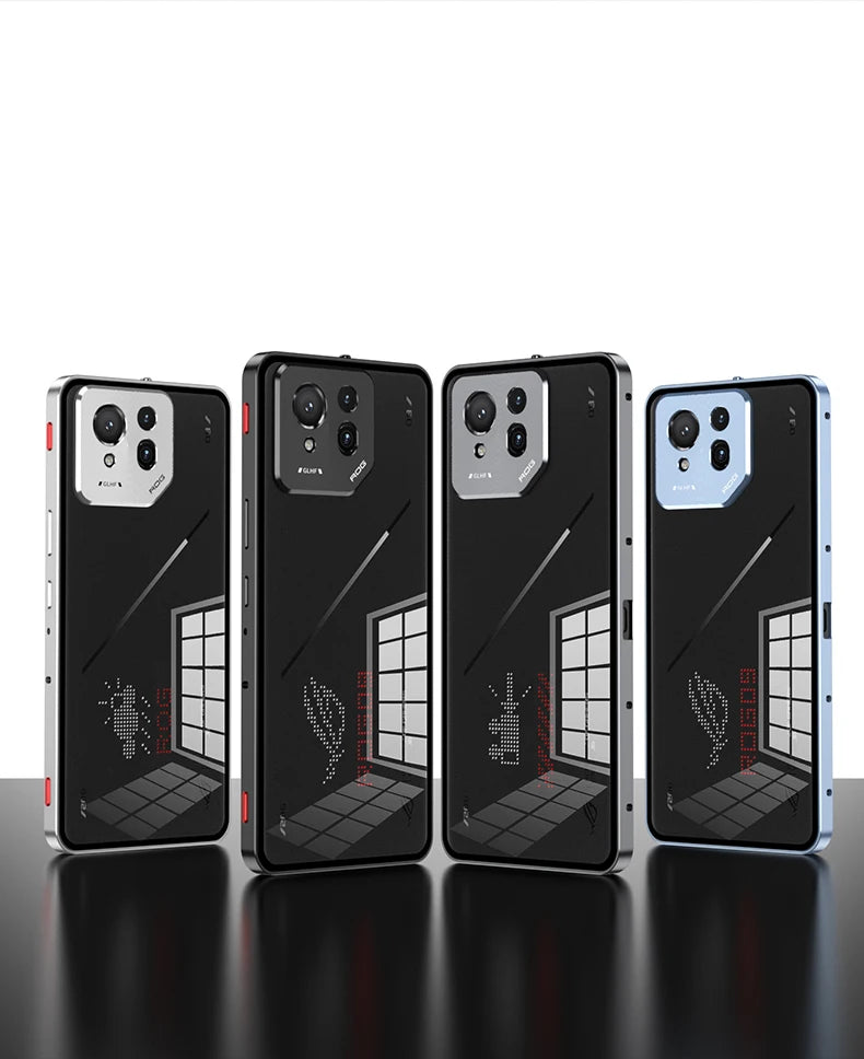 Metal Bumper Phone Case lock buckle For ASUS ROG Phone 9 Pro Single sided Tempered Glass Back Full Lens Protection Cover cases