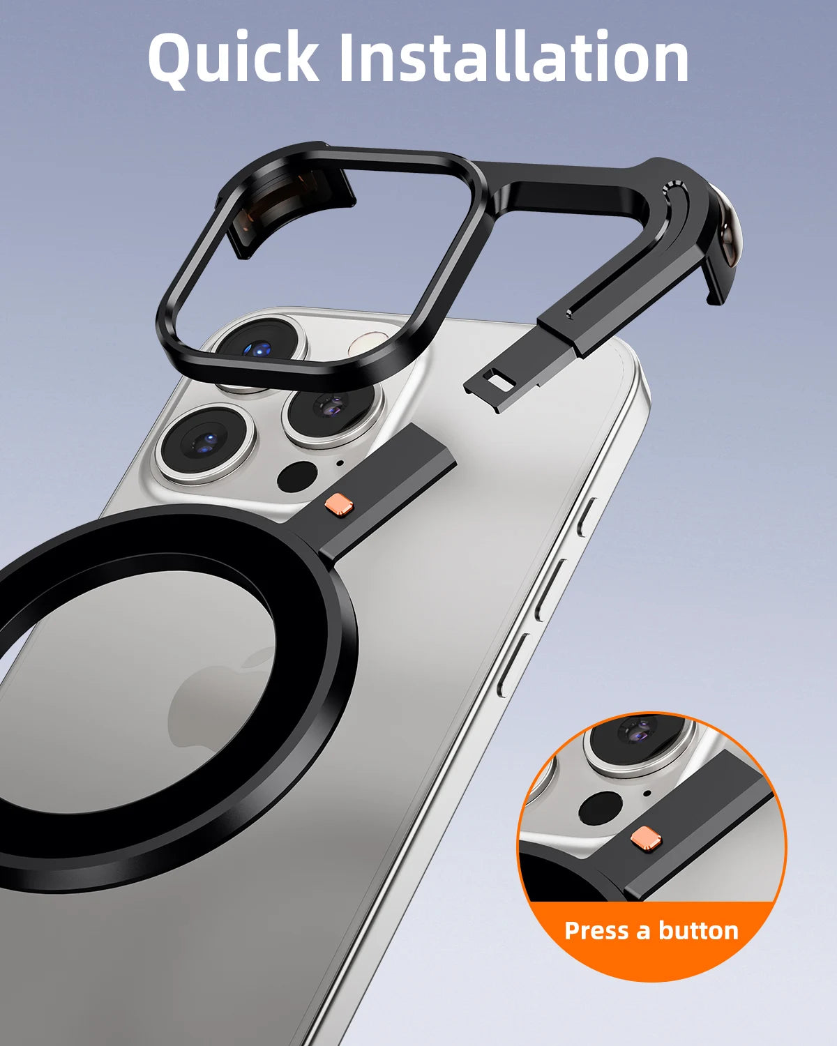 Eary Aluminum Alloy Z-Shape Phone Case for iPhone 16 Pro Max Metal Frameless Magnetic Bumper Minimalist Slim Protective Cover