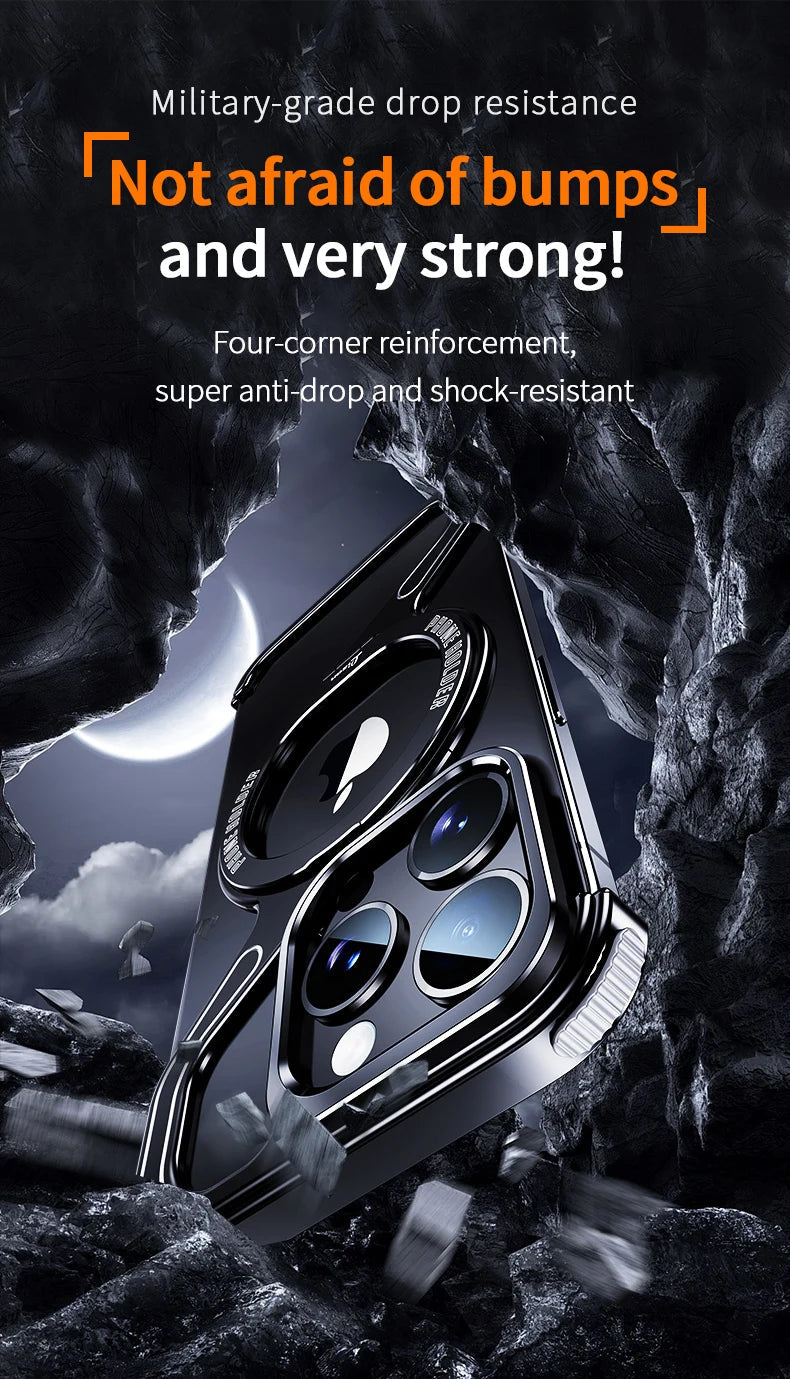 Shockproof Phone Case Z Shape Metal Frame for iPhone 16 Pro 15 14 13 Pro Max Plus Full Aluminium Alloy Magnetic Bracket Cases Caseverse