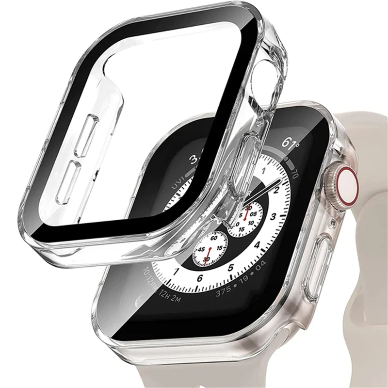 Electroplating Waterproof Case for Apple Watch Cover 41mm 40mm 45mm 44mm Screen Protector Glass Bumper iWatch 4 5 6 SE 7 8 9