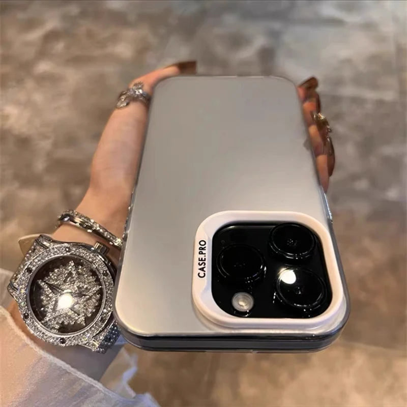 Luxury Matte Silver Electroplated Phone Case For iPhone 11 12 13 14 15 16 Pro Max Plus X Xs Max XR Shockproof Bumper Cases Cover Caseverse